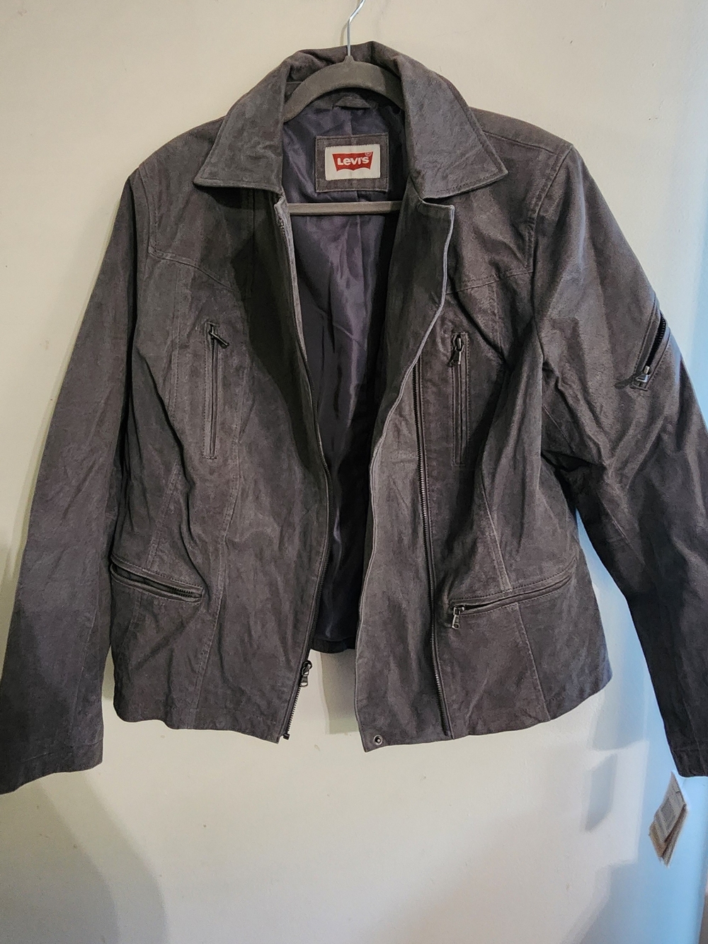 Levi's Authentic Grey Genuine Suede Leather Moto Jacket Plus Size 1X NWT